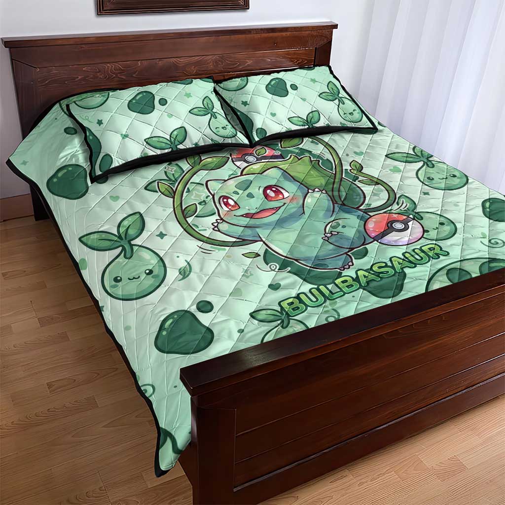 Bulbasaur Quilt Bed Set Playful Leafy Sprout Art