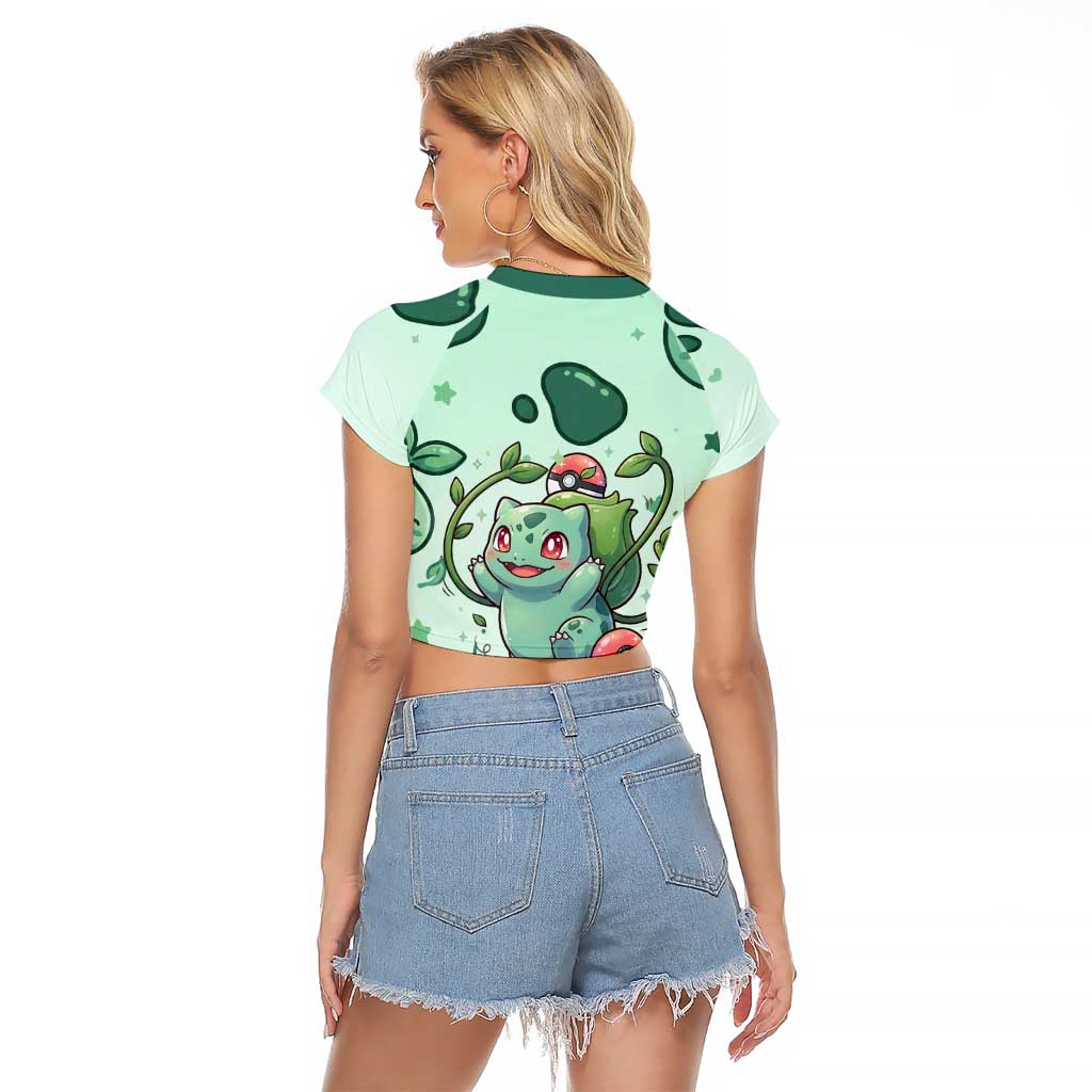 Bulbasaur Raglan Cropped T Shirt Playful Leafy Sprout Art