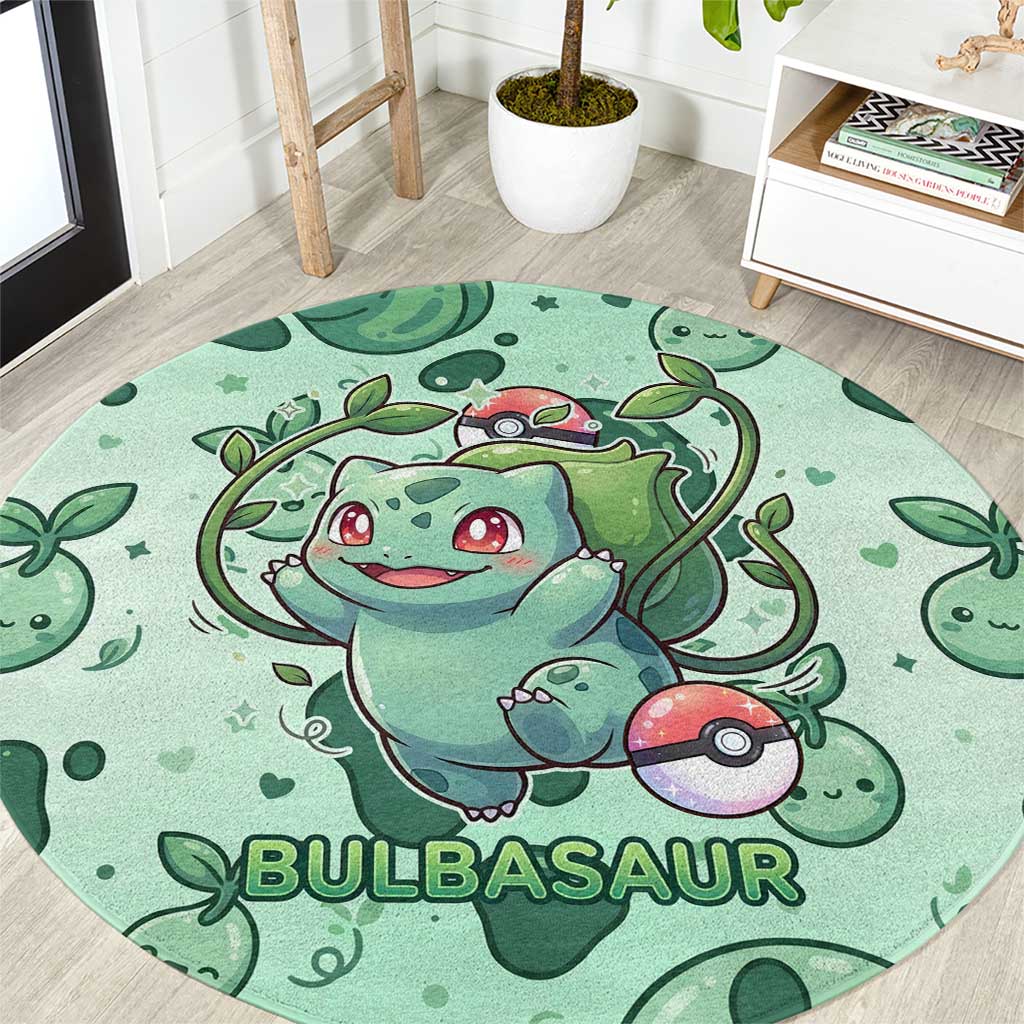Bulbasaur Round Carpet Playful Leafy Sprout Art