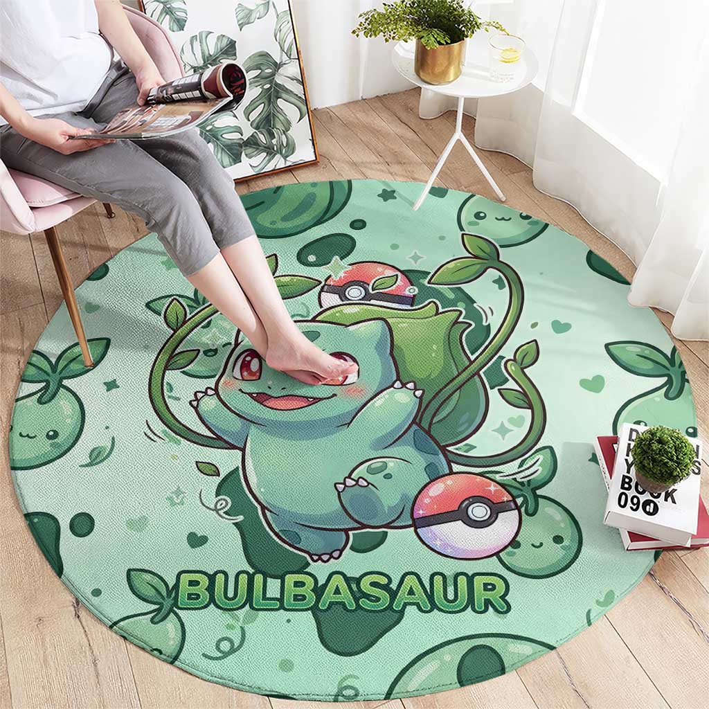 Bulbasaur Round Carpet Playful Leafy Sprout Art