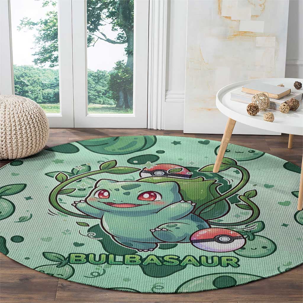 Bulbasaur Round Carpet Playful Leafy Sprout Art