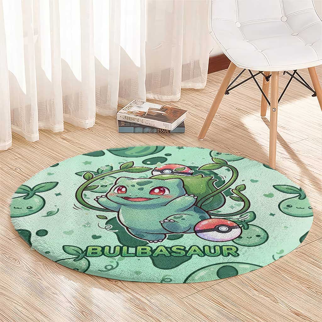 Bulbasaur Round Carpet Playful Leafy Sprout Art