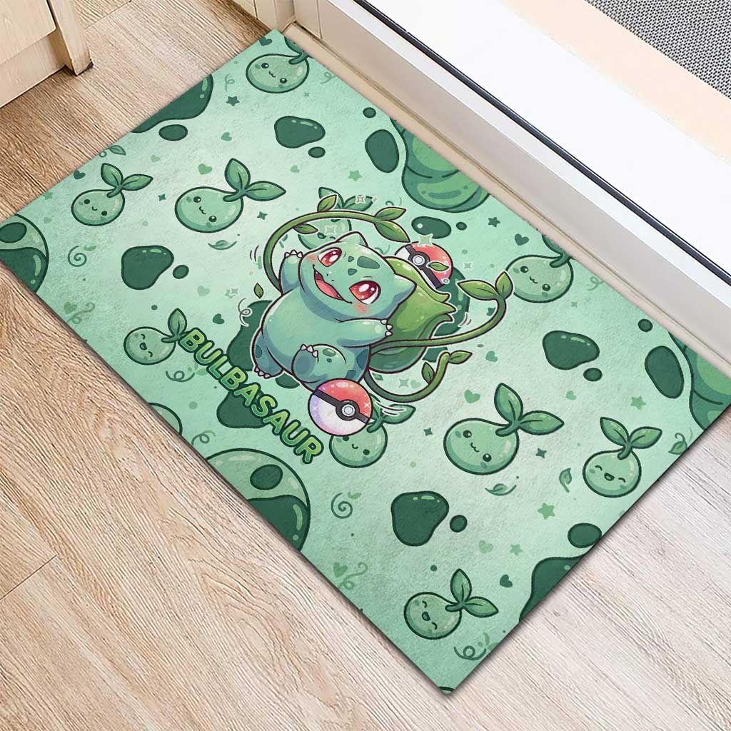 Bulbasaur Rubber Doormat Playful Leafy Sprout Art