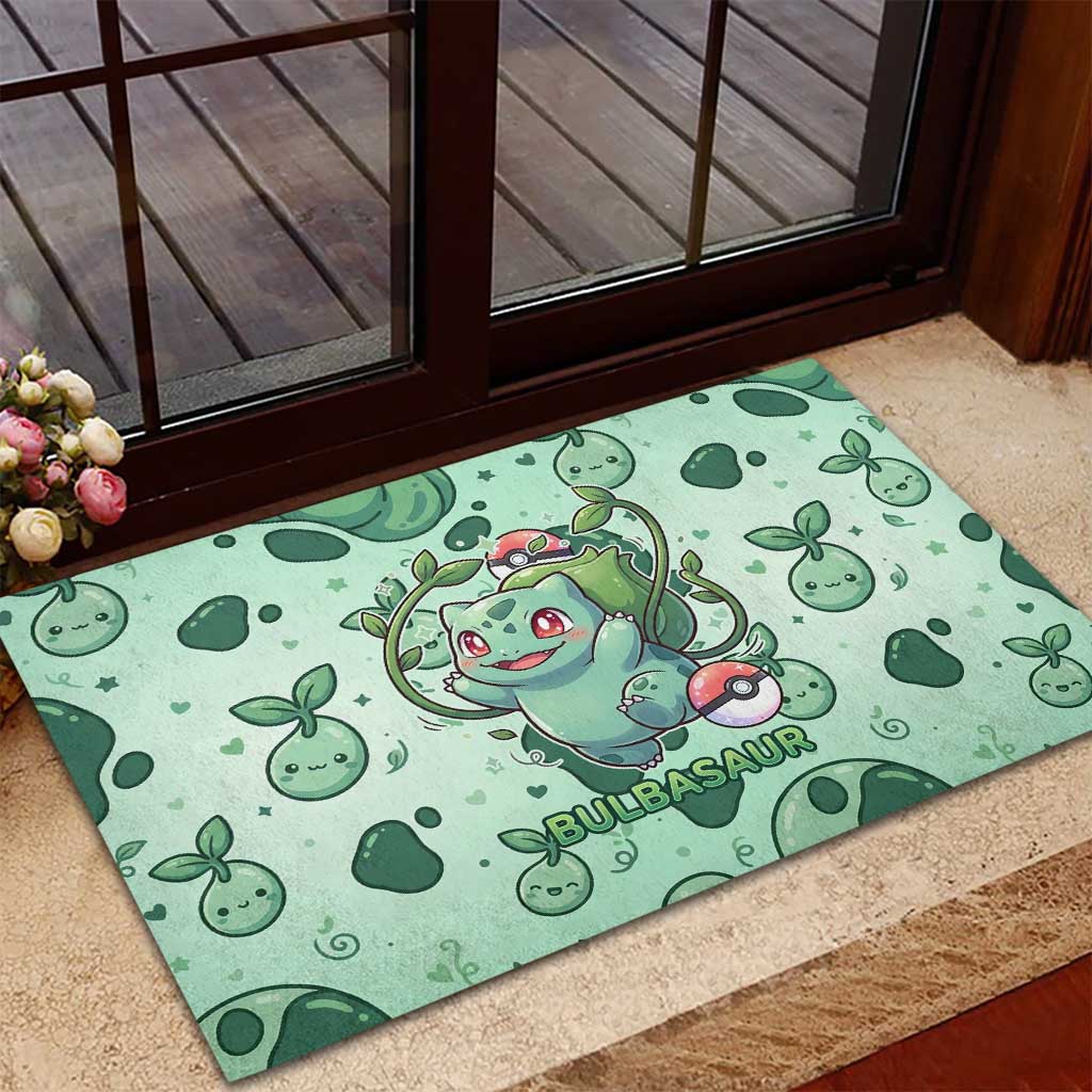 Bulbasaur Rubber Doormat Playful Leafy Sprout Art
