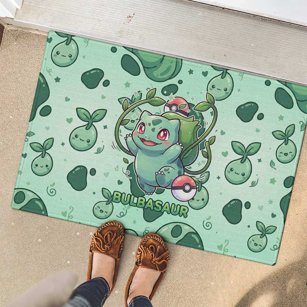 Bulbasaur Rubber Doormat Playful Leafy Sprout Art