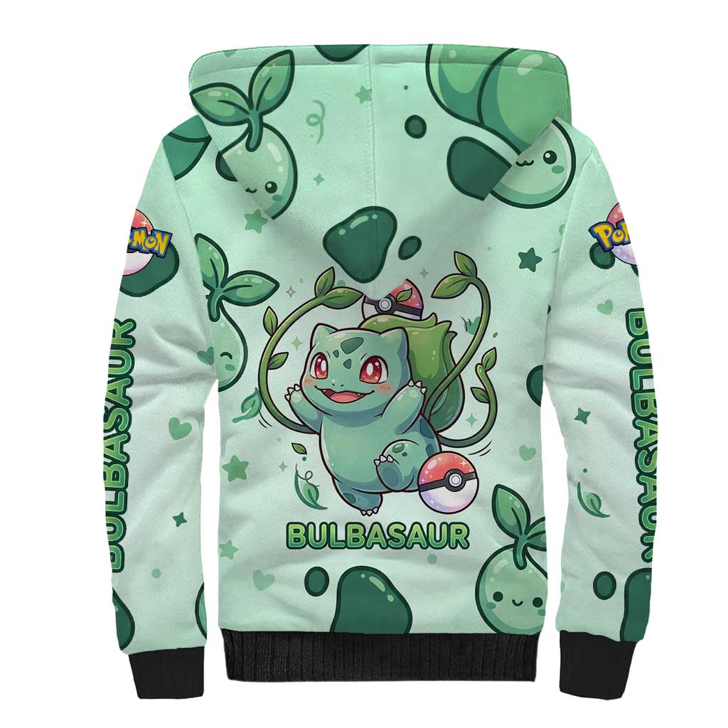 Bulbasaur Sherpa Hoodie Playful Leafy Sprout Art
