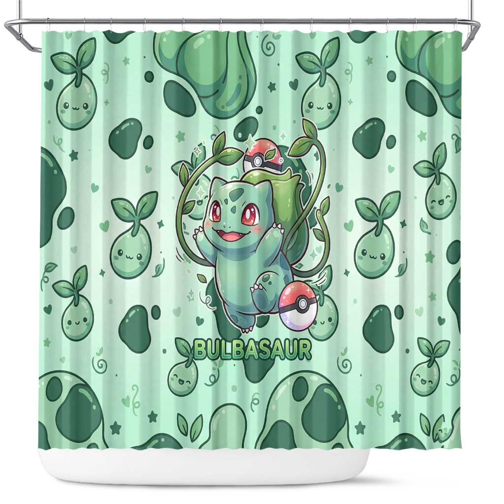 Bulbasaur Shower Curtain Playful Leafy Sprout Art
