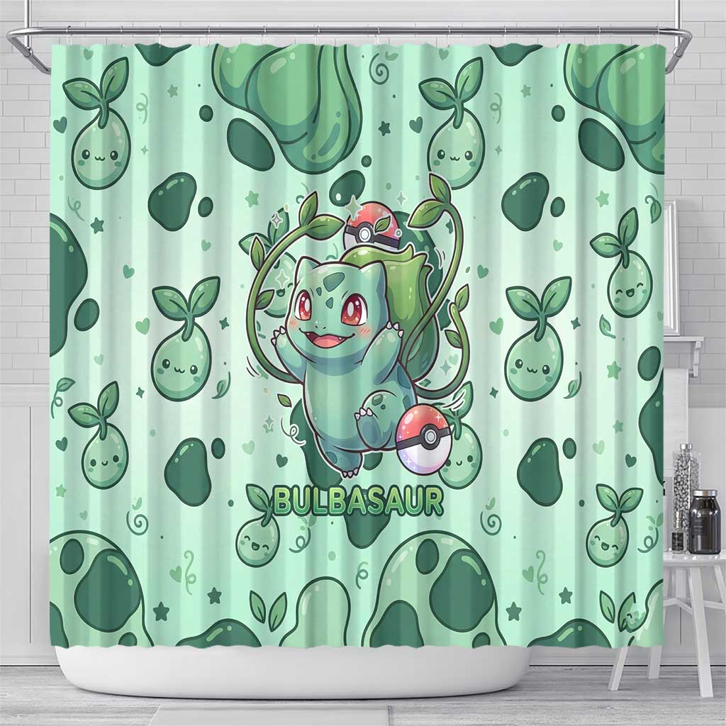 Bulbasaur Shower Curtain Playful Leafy Sprout Art