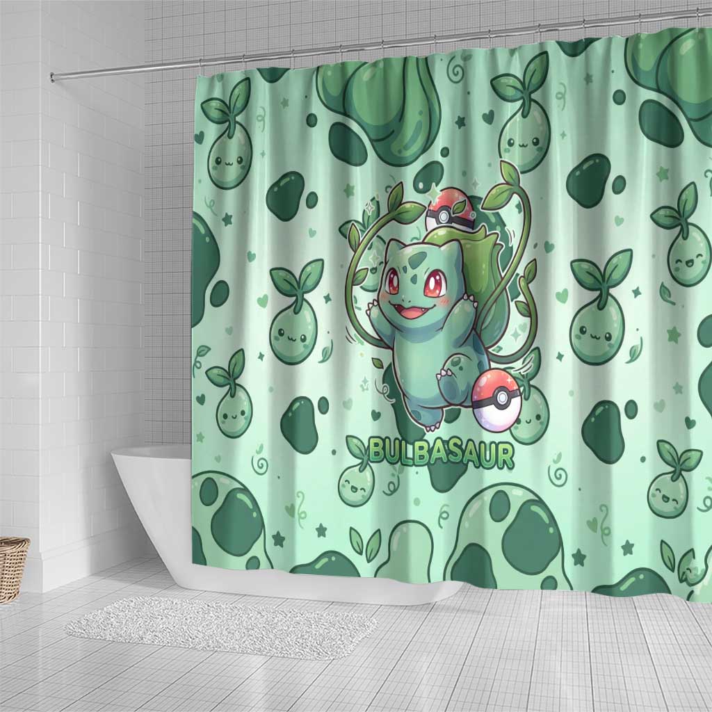 Bulbasaur Shower Curtain Playful Leafy Sprout Art