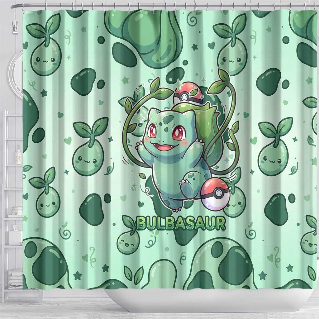 Bulbasaur Shower Curtain Playful Leafy Sprout Art