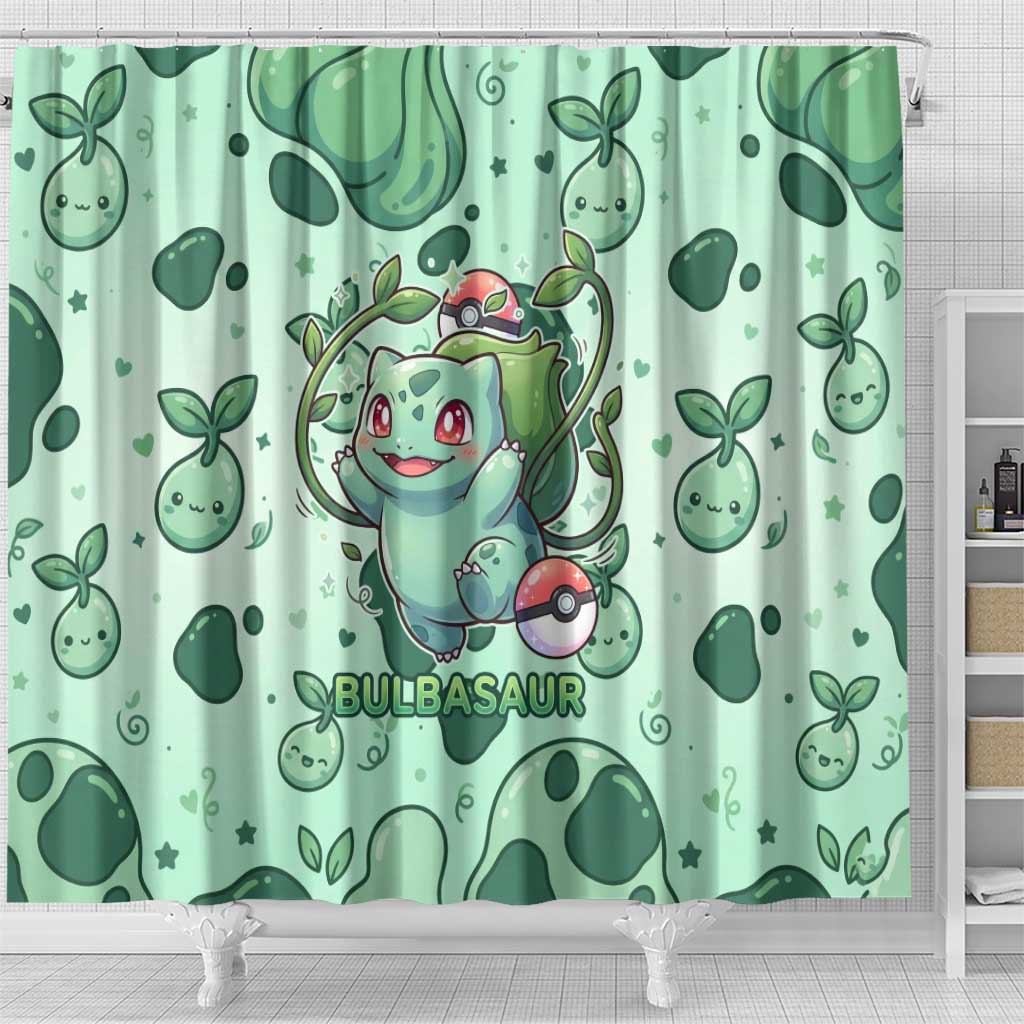 Bulbasaur Shower Curtain Playful Leafy Sprout Art