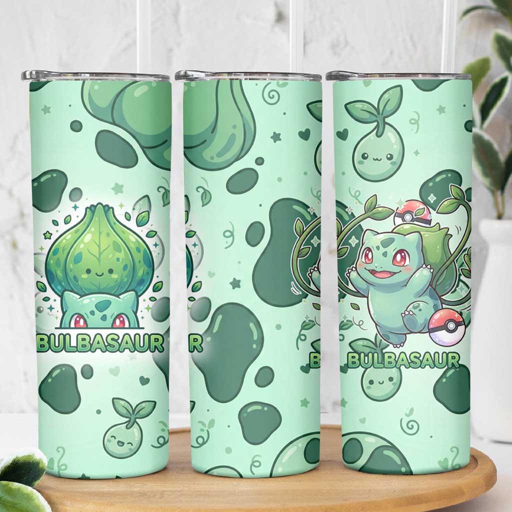 Bulbasaur Skinny Tumbler Playful Leafy Sprout Art