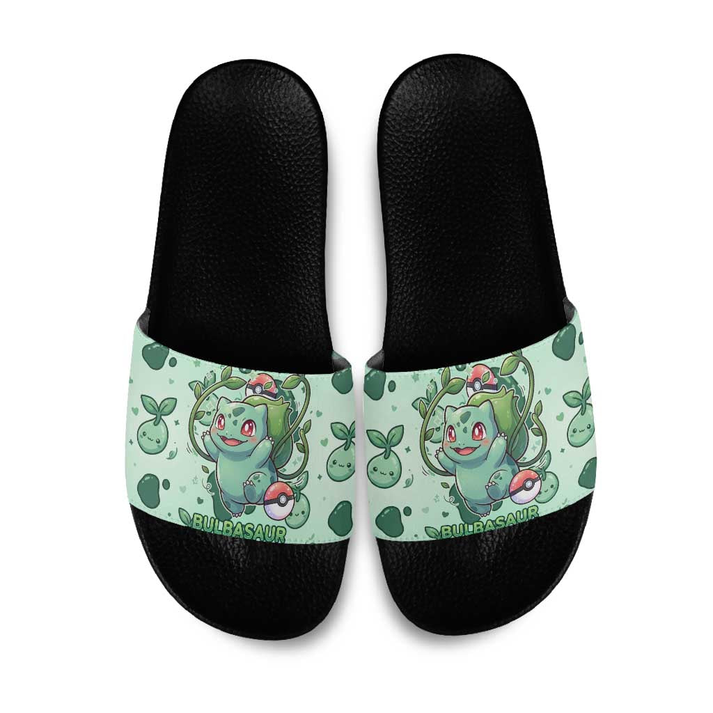 Bulbasaur Slide Sandals Playful Leafy Sprout Art