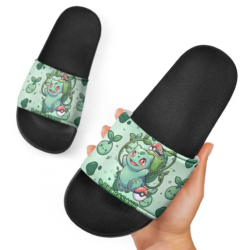 Bulbasaur Slide Sandals Playful Leafy Sprout Art