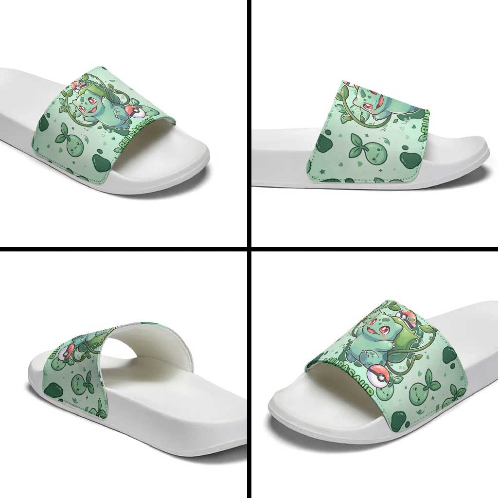 Bulbasaur Slide Sandals Playful Leafy Sprout Art