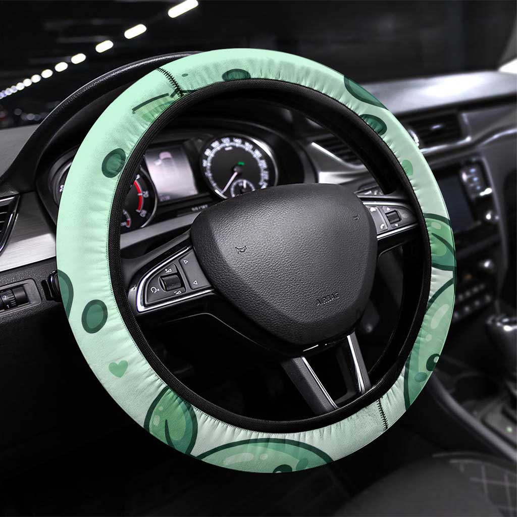 Bulbasaur Steering Wheel Cover Playful Leafy Sprout Art