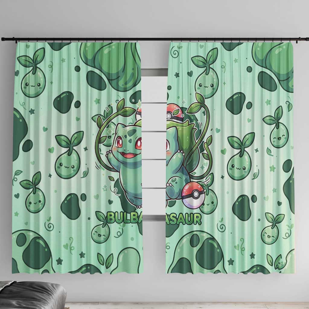 Bulbasaur Window Curtain Playful Leafy Sprout Art