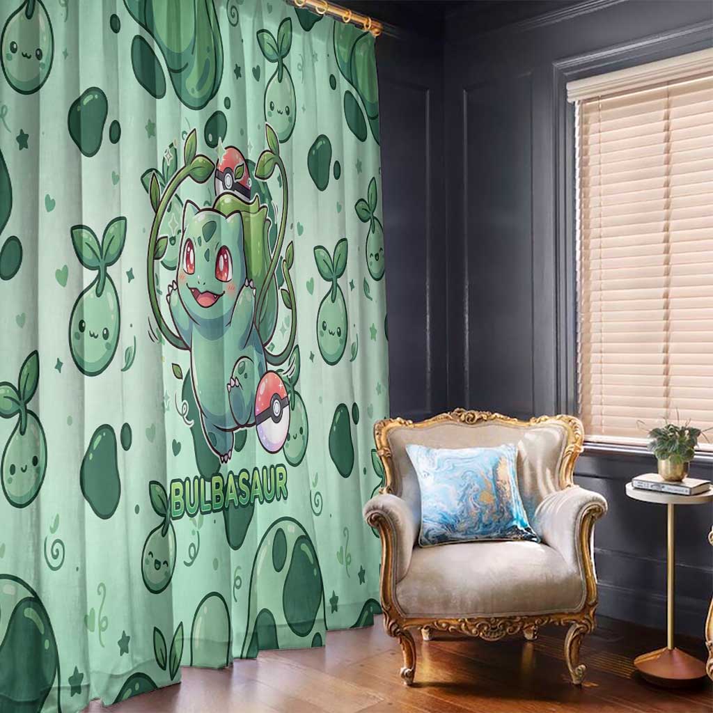 Bulbasaur Window Curtain Playful Leafy Sprout Art