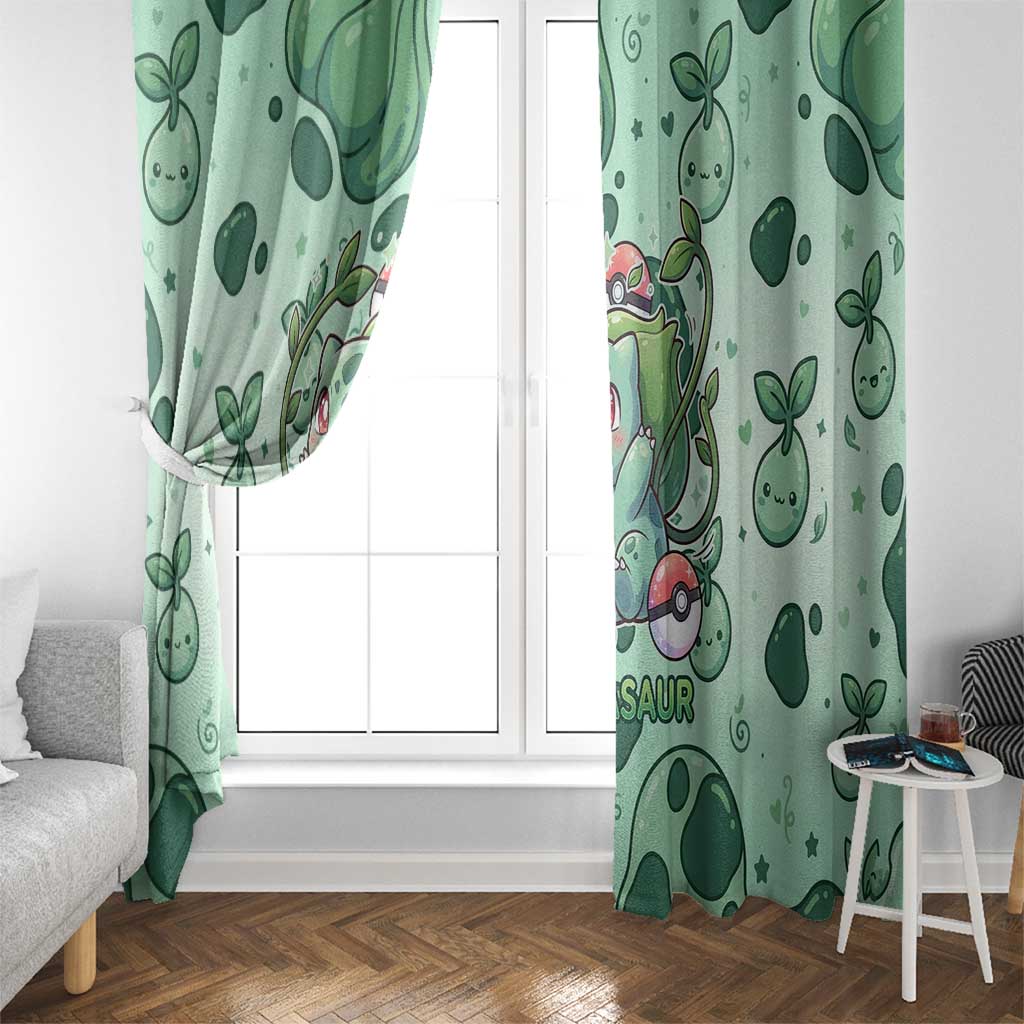 Bulbasaur Window Curtain Playful Leafy Sprout Art