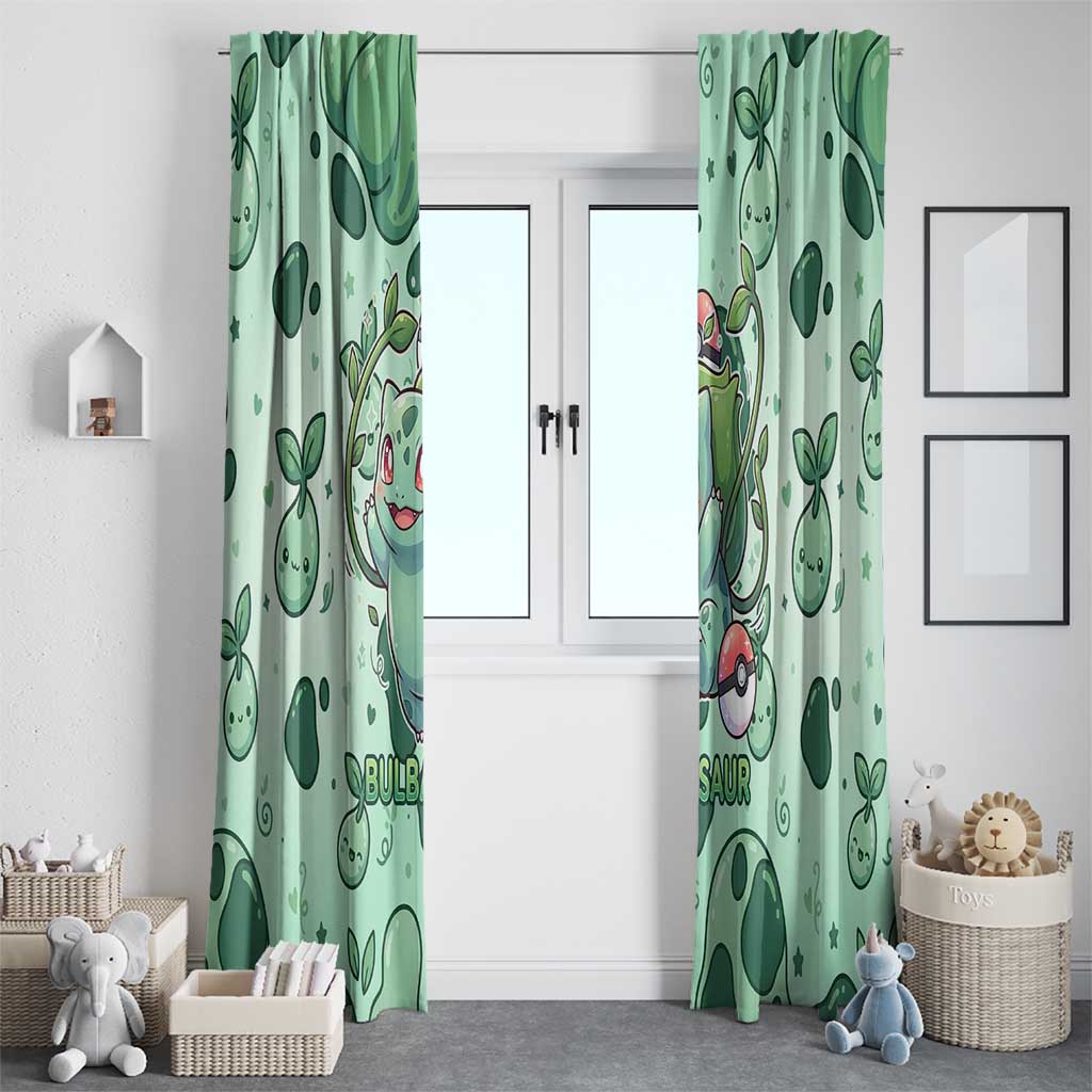 Bulbasaur Window Curtain Playful Leafy Sprout Art