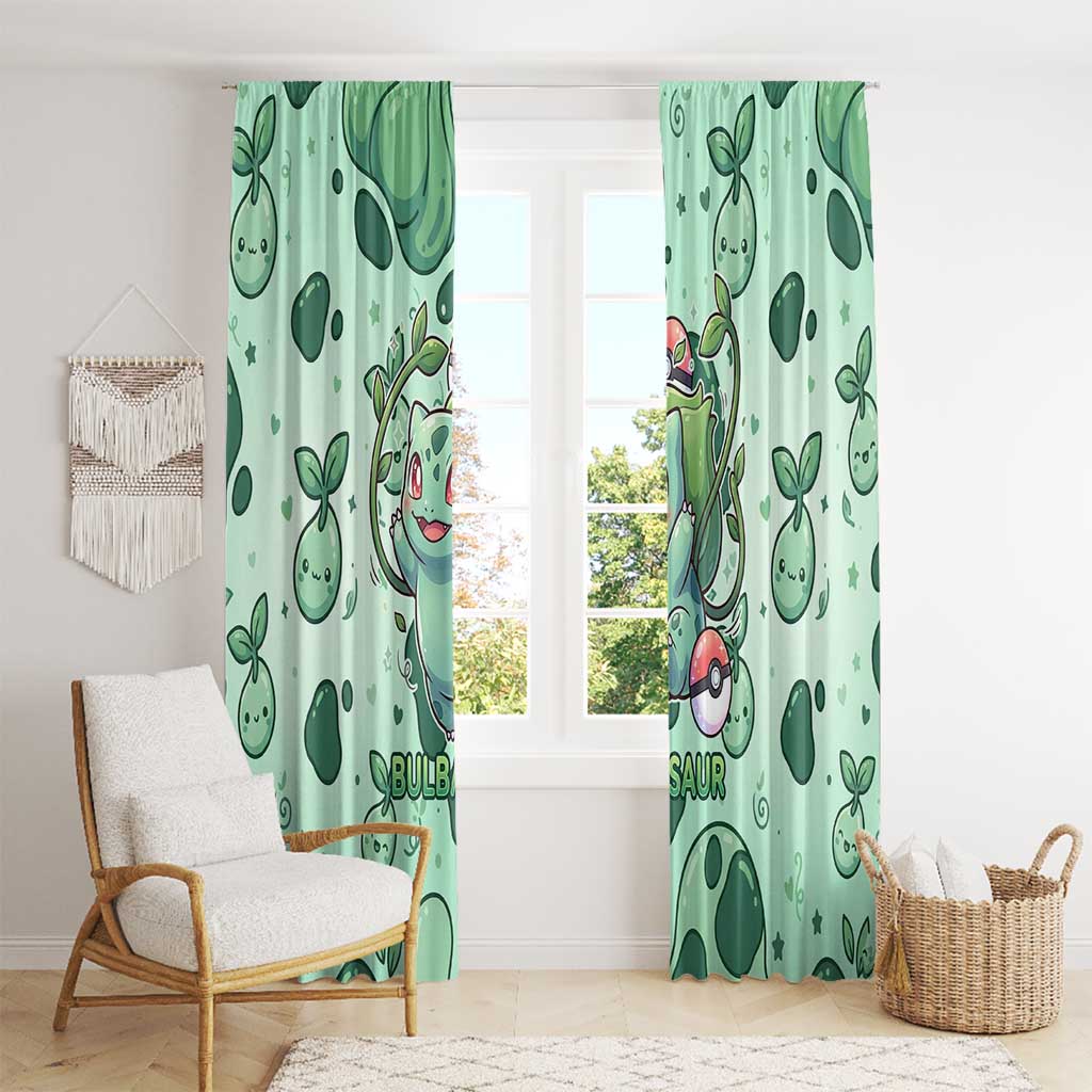 Bulbasaur Window Curtain Playful Leafy Sprout Art