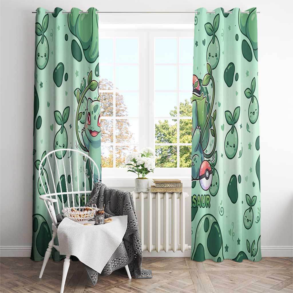 Bulbasaur Window Curtain Playful Leafy Sprout Art