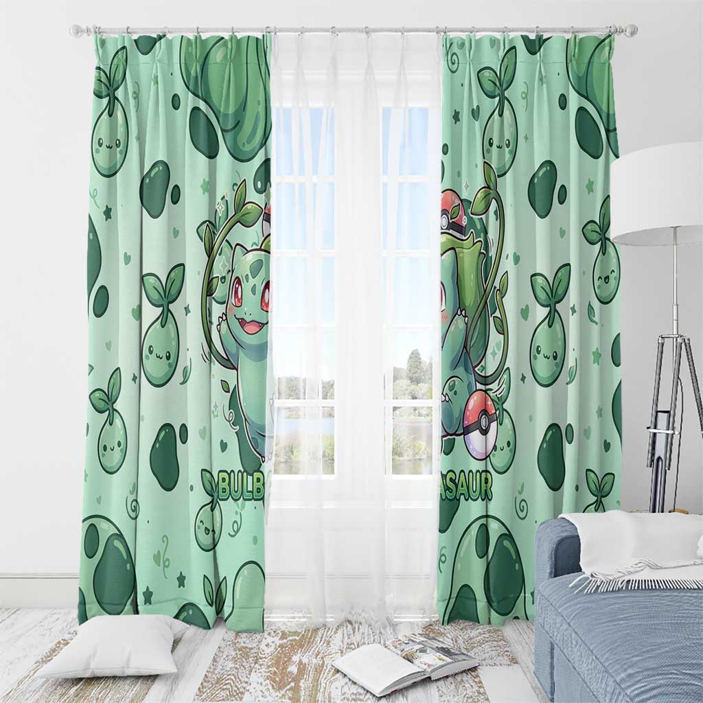 Bulbasaur Window Curtain Playful Leafy Sprout Art