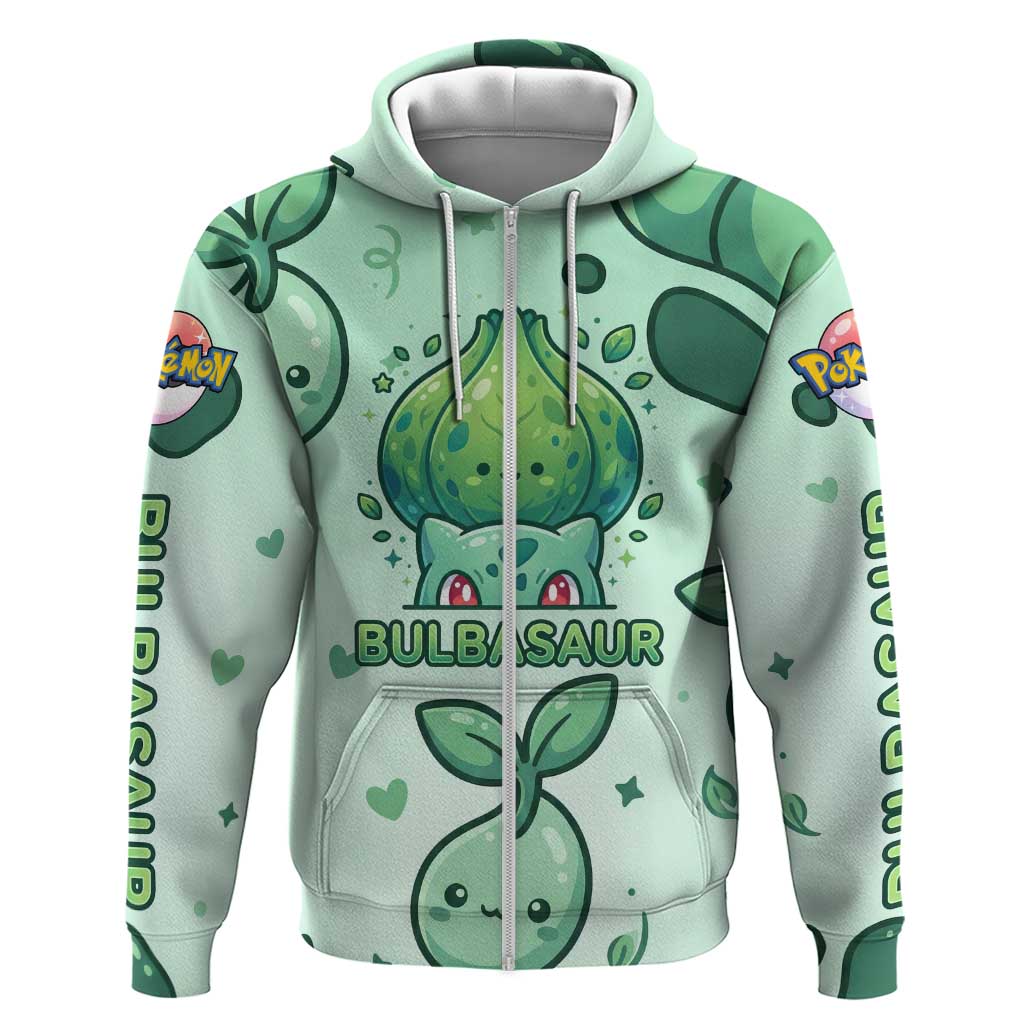 Bulbasaur Zip Hoodie Playful Leafy Sprout Art