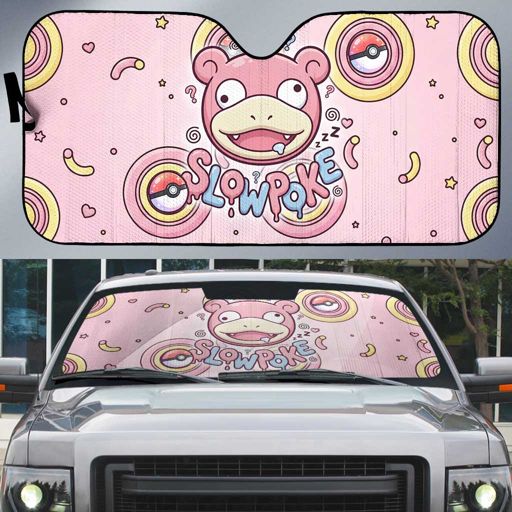 Slowpoke Auto Sun Shade Sleepy Bubblegum Daydream Art