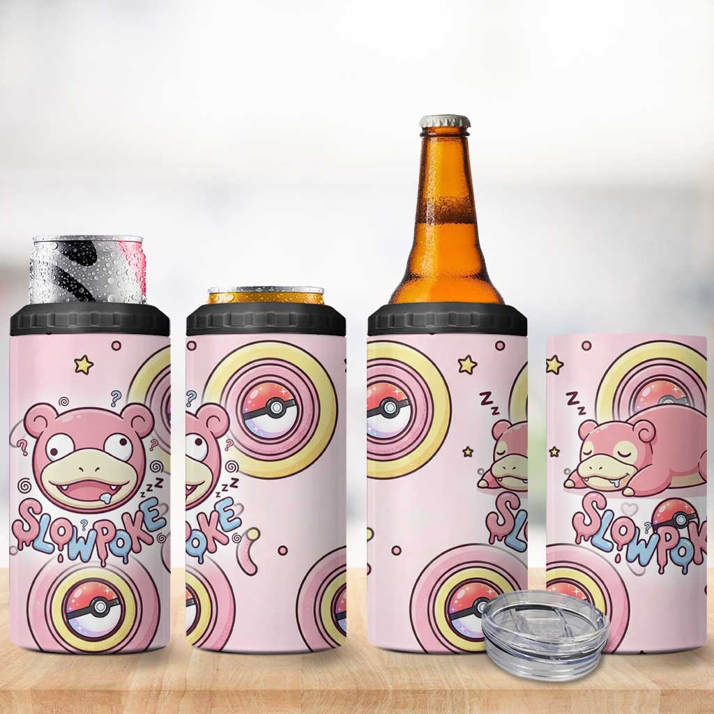 Slowpoke 4 in 1 Can Cooler Tumbler Sleepy Bubblegum Daydream Art