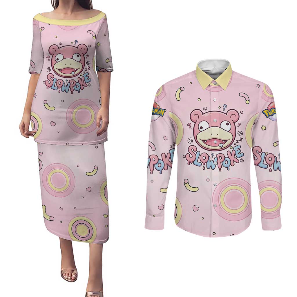 Slowpoke Couples Matching Puletasi and Long Sleeve Button Shirt Sleepy Bubblegum Daydream Art