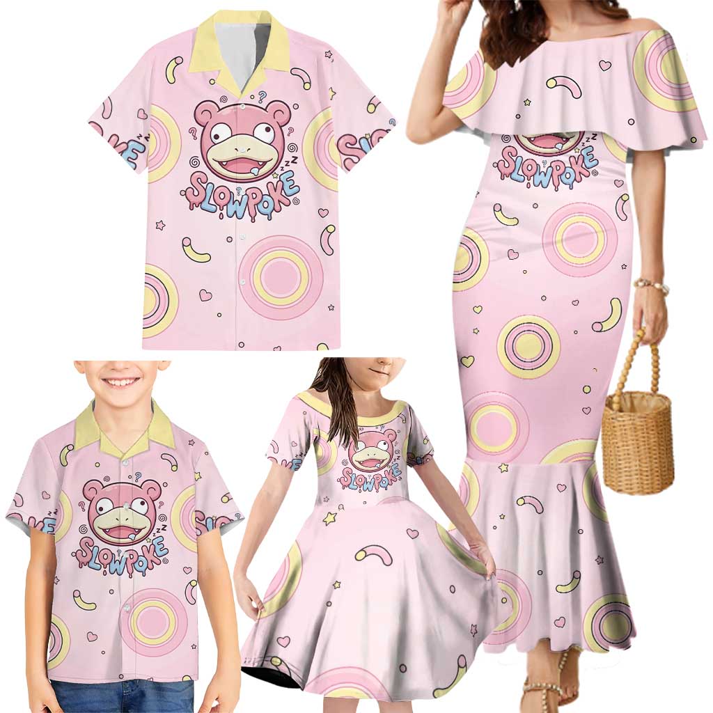 Slowpoke Family Matching Mermaid Dress and Hawaiian Shirt Sleepy Bubblegum Daydream Art