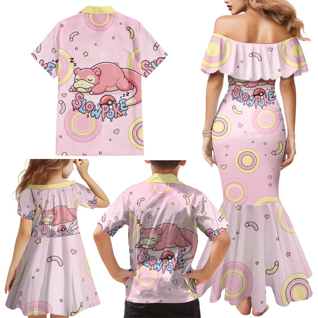 Slowpoke Family Matching Mermaid Dress and Hawaiian Shirt Sleepy Bubblegum Daydream Art
