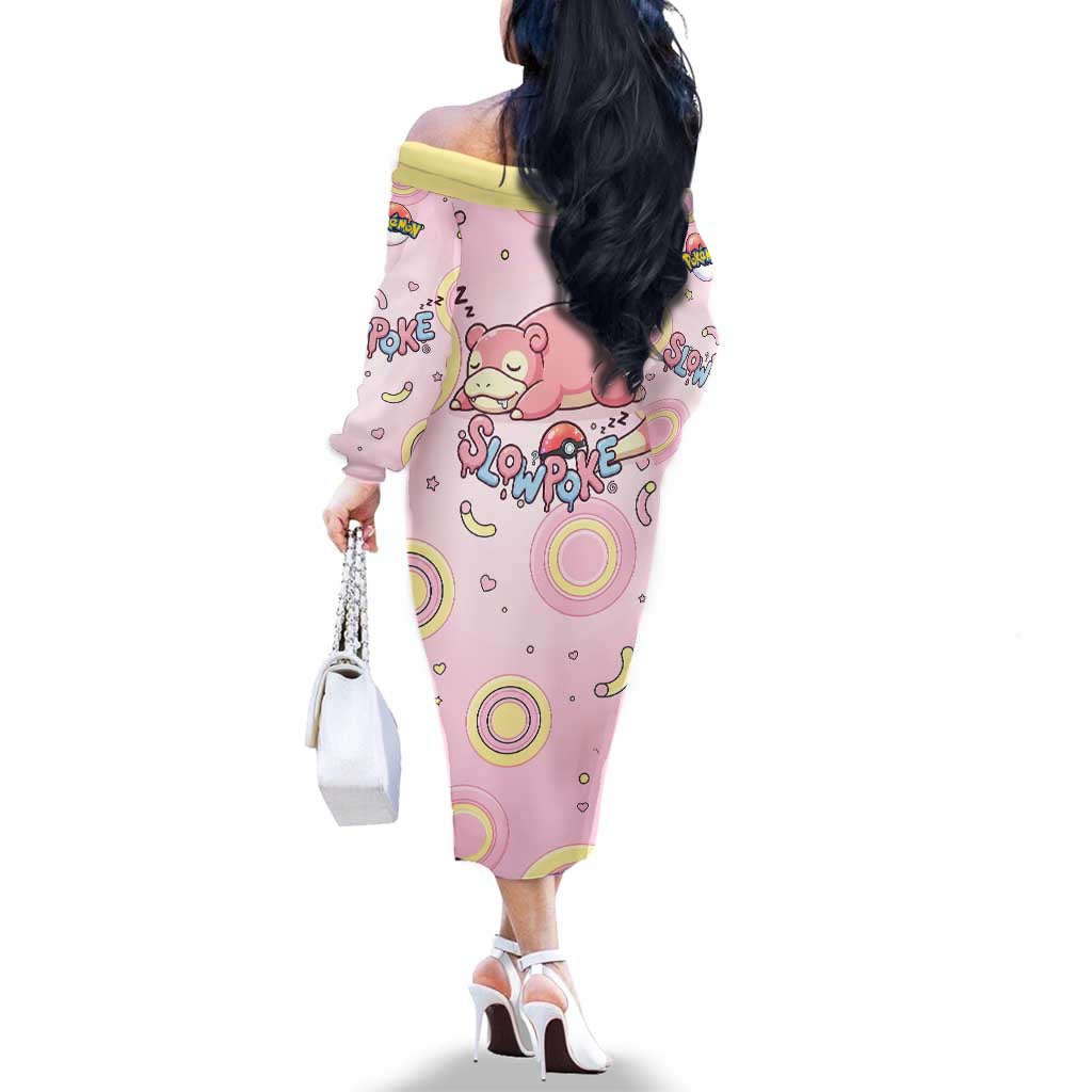 Slowpoke Family Matching Off The Shoulder Long Sleeve Dress and Hawaiian Shirt Sleepy Bubblegum Daydream Art