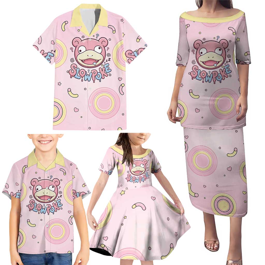 Slowpoke Family Matching Puletasi and Hawaiian Shirt Sleepy Bubblegum Daydream Art