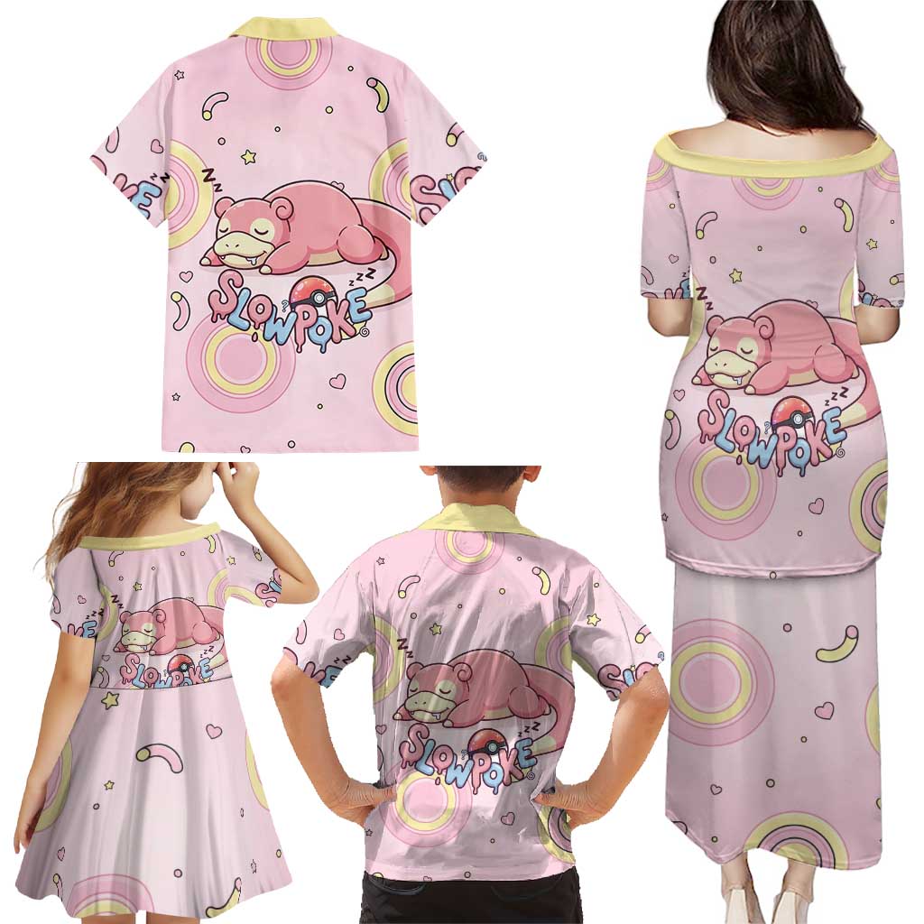 Slowpoke Family Matching Puletasi and Hawaiian Shirt Sleepy Bubblegum Daydream Art