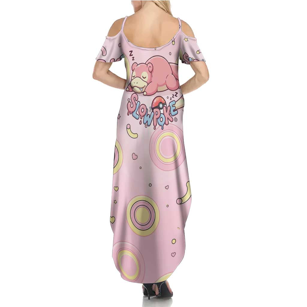 Slowpoke Family Matching Summer Maxi Dress and Hawaiian Shirt Sleepy Bubblegum Daydream Art