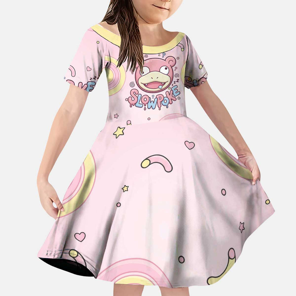 Slowpoke Kid Short Sleeve Dress Sleepy Bubblegum Daydream Art