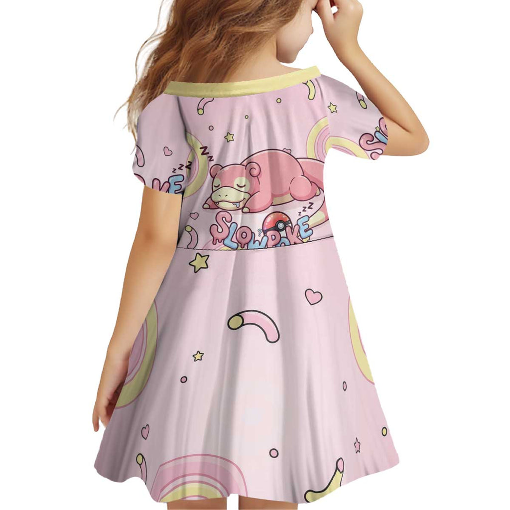 Slowpoke Kid Short Sleeve Dress Sleepy Bubblegum Daydream Art