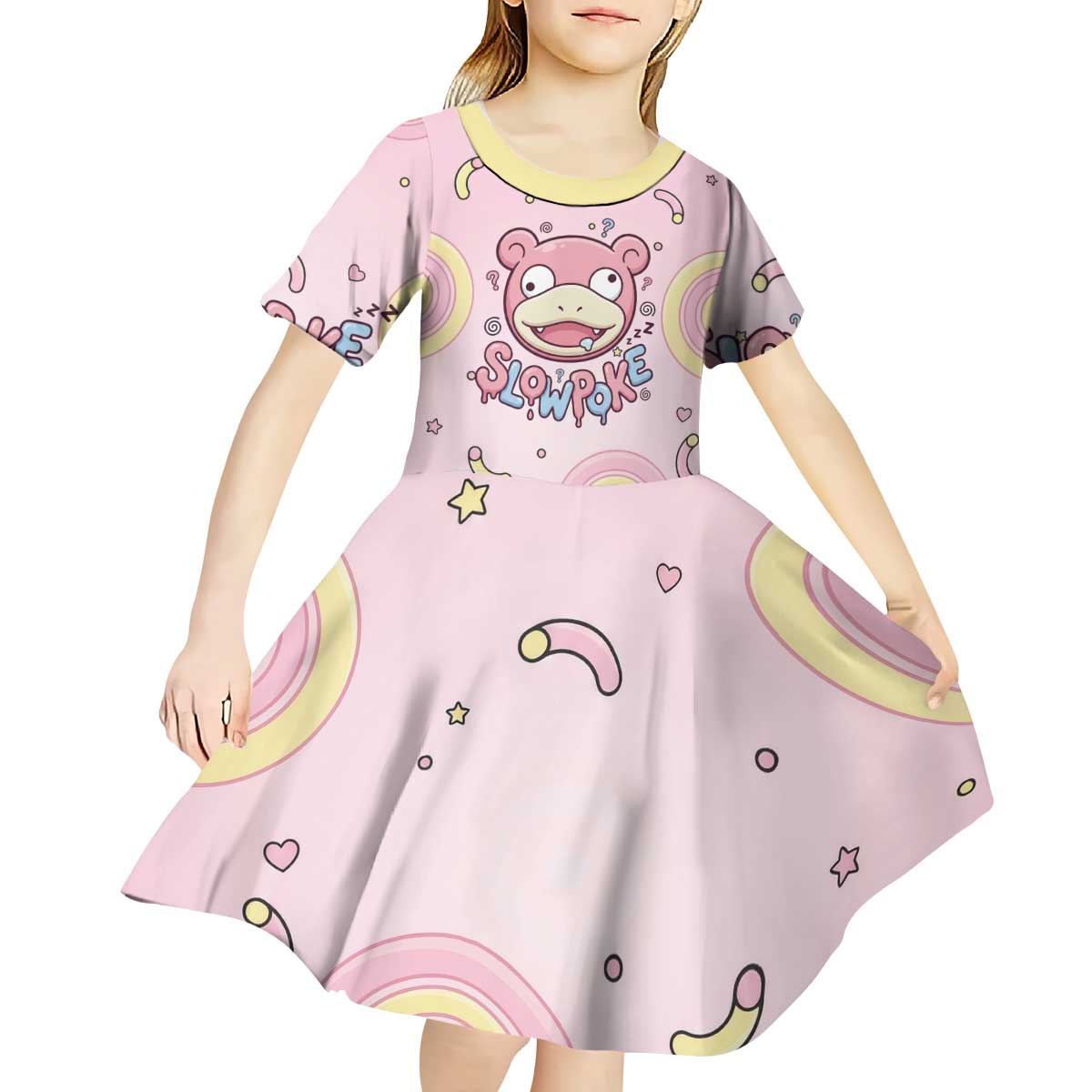 Slowpoke Kid Short Sleeve Dress Sleepy Bubblegum Daydream Art
