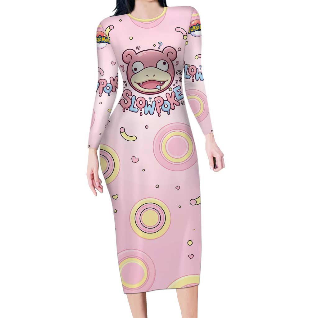 Slowpoke Long Sleeve Bodycon Dress Sleepy Bubblegum Daydream Art