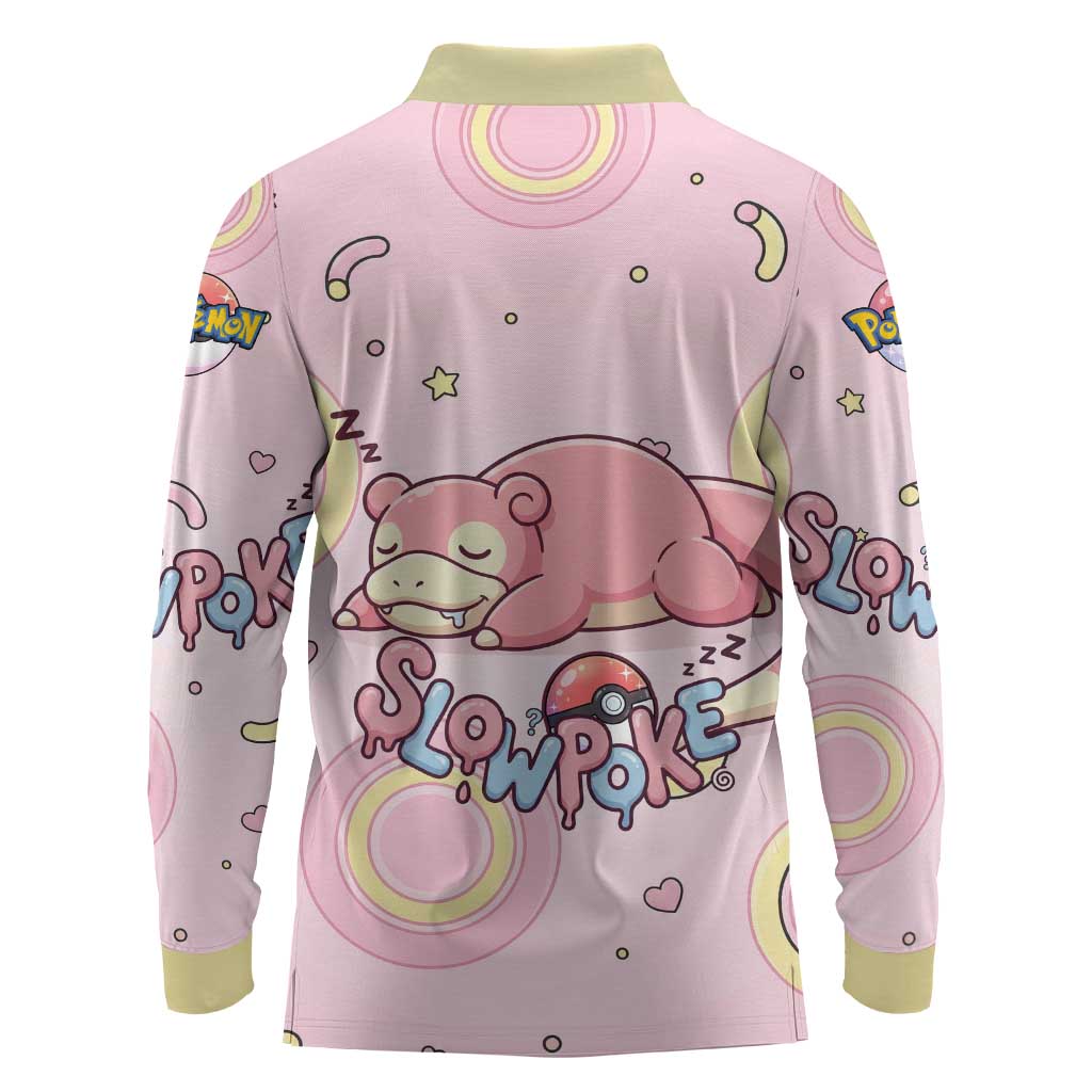 Slowpoke Long Sleeve Polo Shirt Sleepy Bubblegum Daydream Art