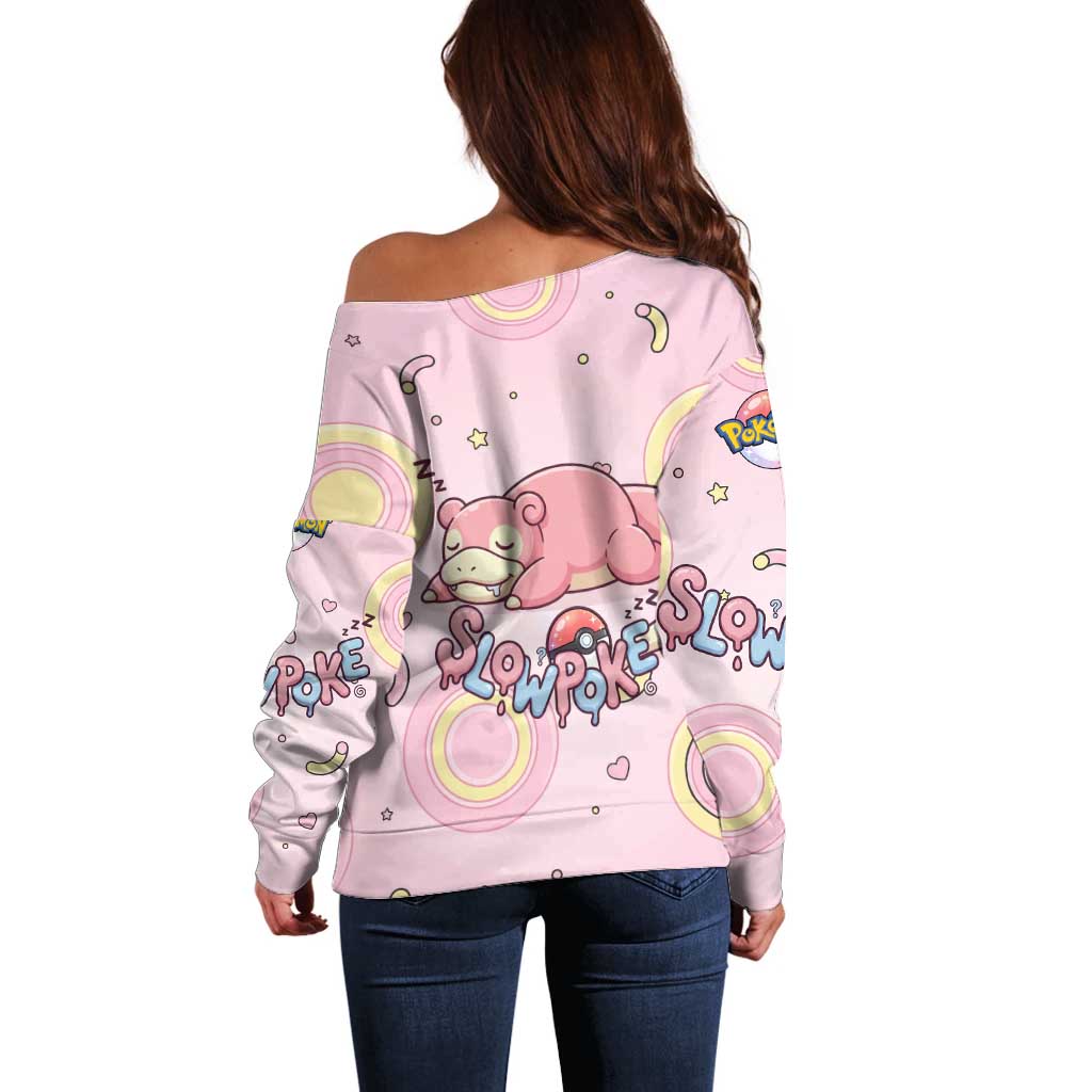 Slowpoke Off Shoulder Sweater Sleepy Bubblegum Daydream Art