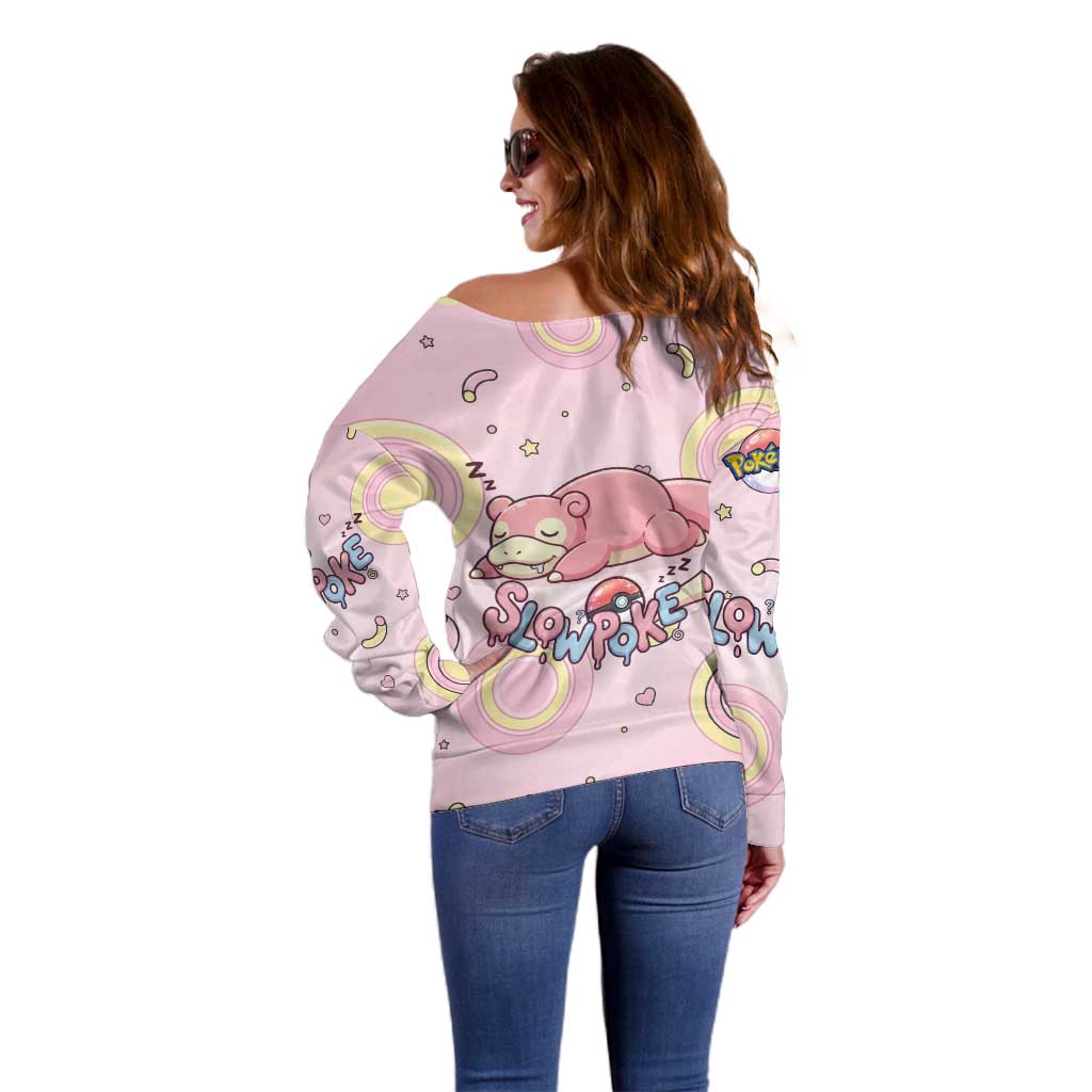 Slowpoke Off Shoulder Sweater Sleepy Bubblegum Daydream Art