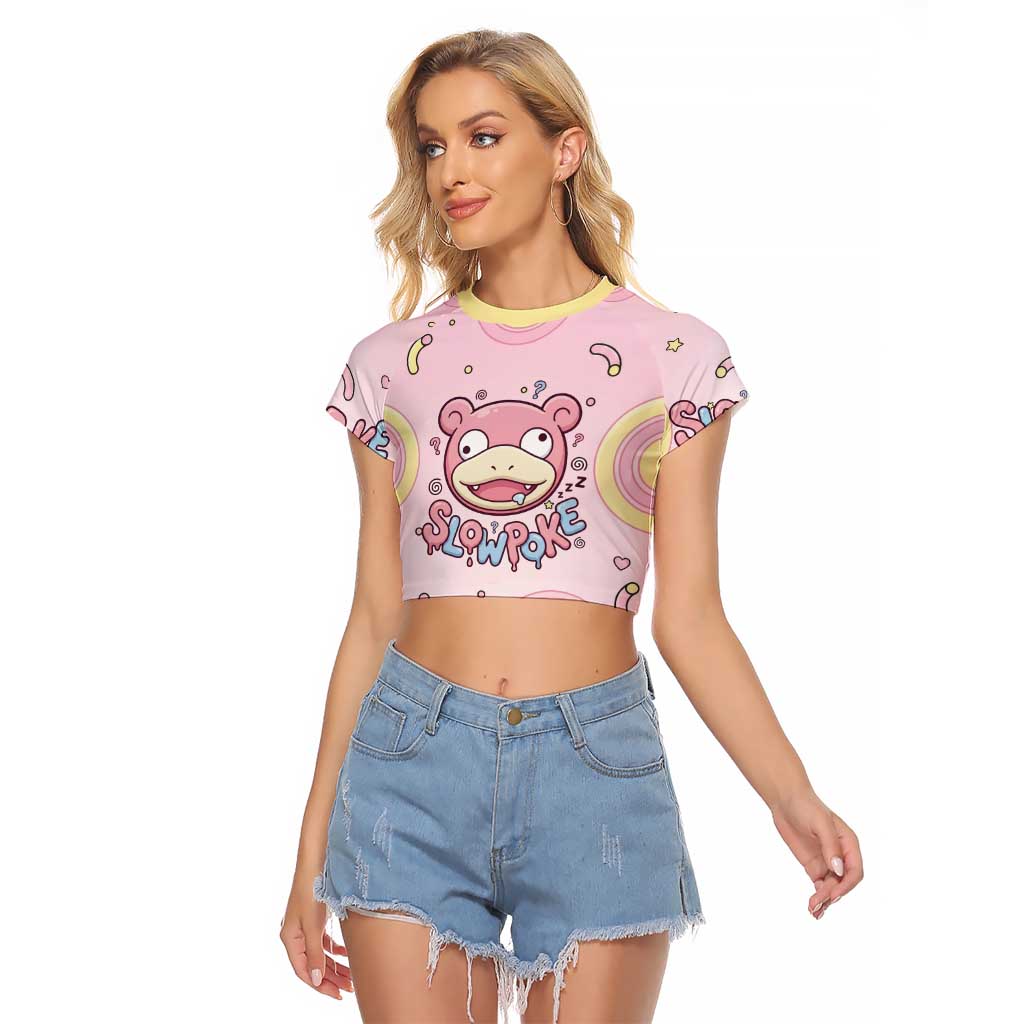 Slowpoke Raglan Cropped T Shirt Sleepy Bubblegum Daydream Art