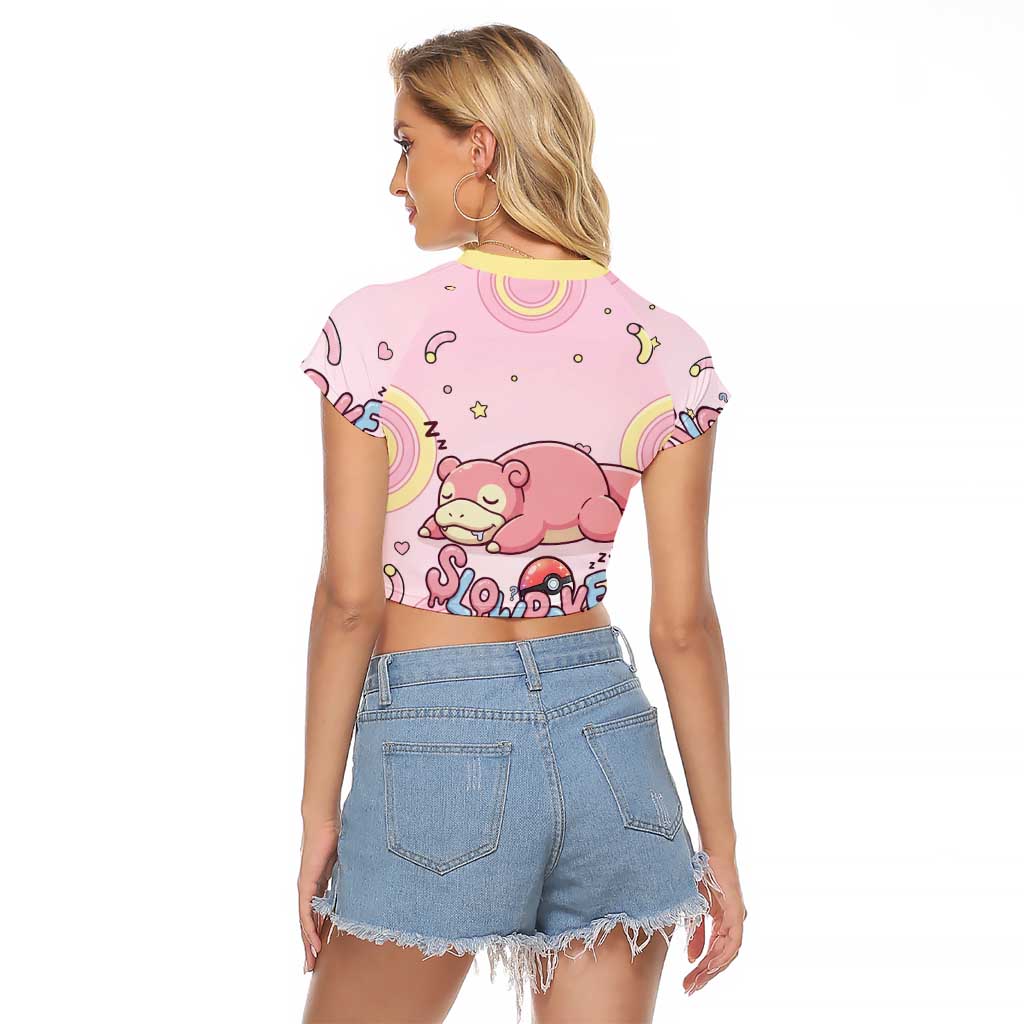 Slowpoke Raglan Cropped T Shirt Sleepy Bubblegum Daydream Art