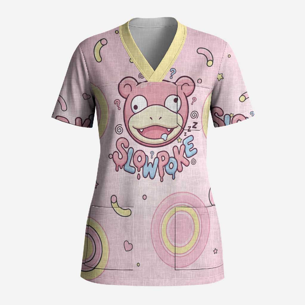 Slowpoke Scrub Top Sleepy Bubblegum Daydream Art