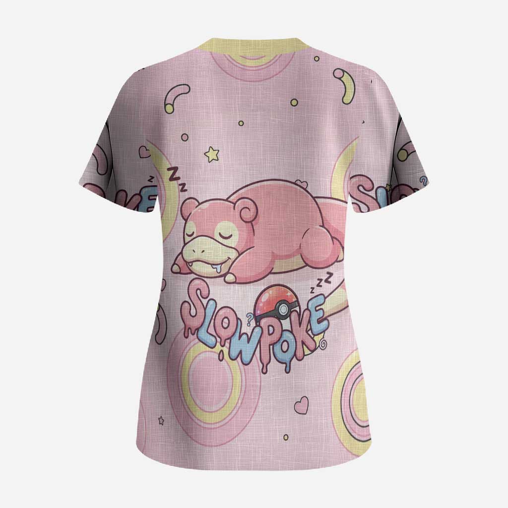 Slowpoke Scrub Top Sleepy Bubblegum Daydream Art