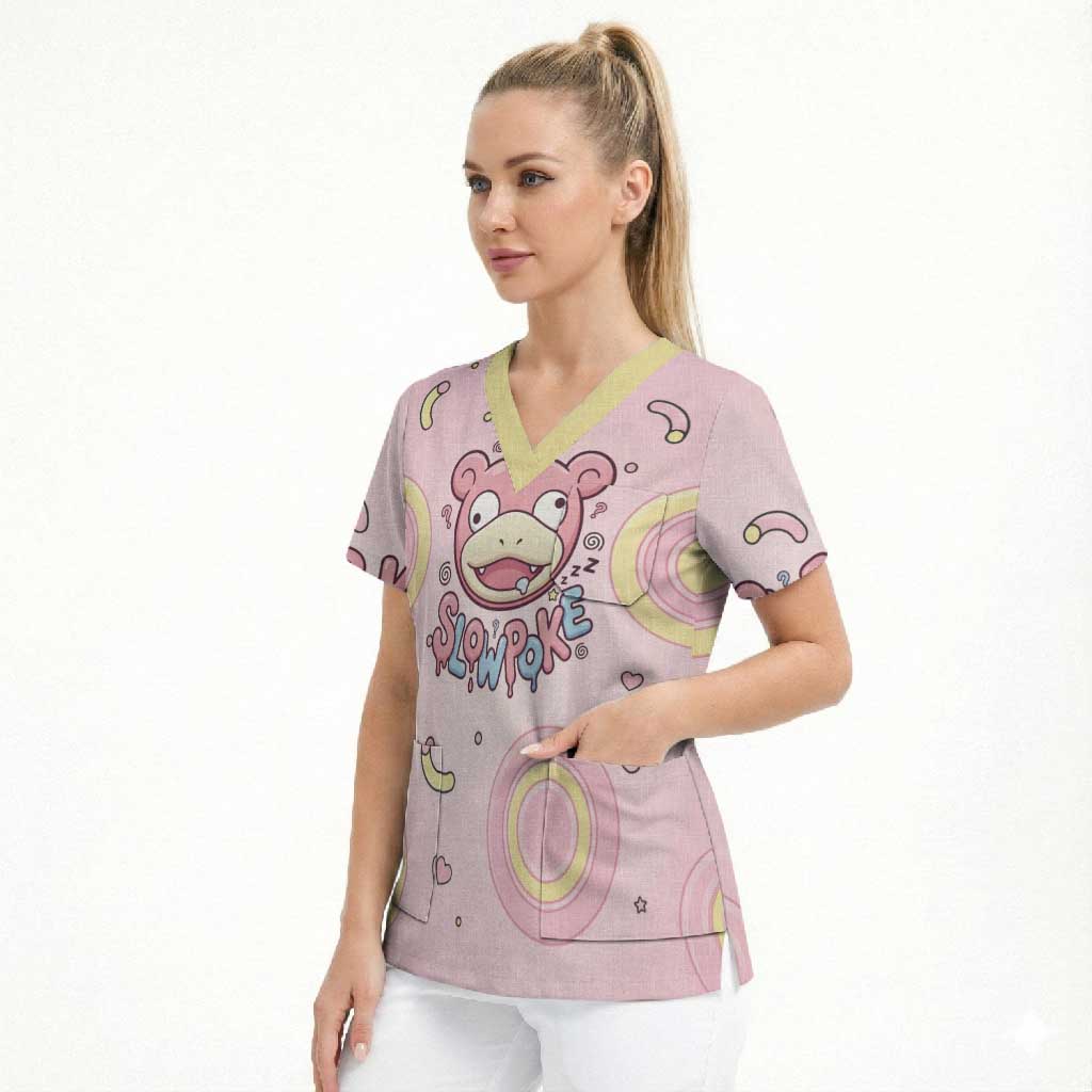 Slowpoke Scrub Top Sleepy Bubblegum Daydream Art