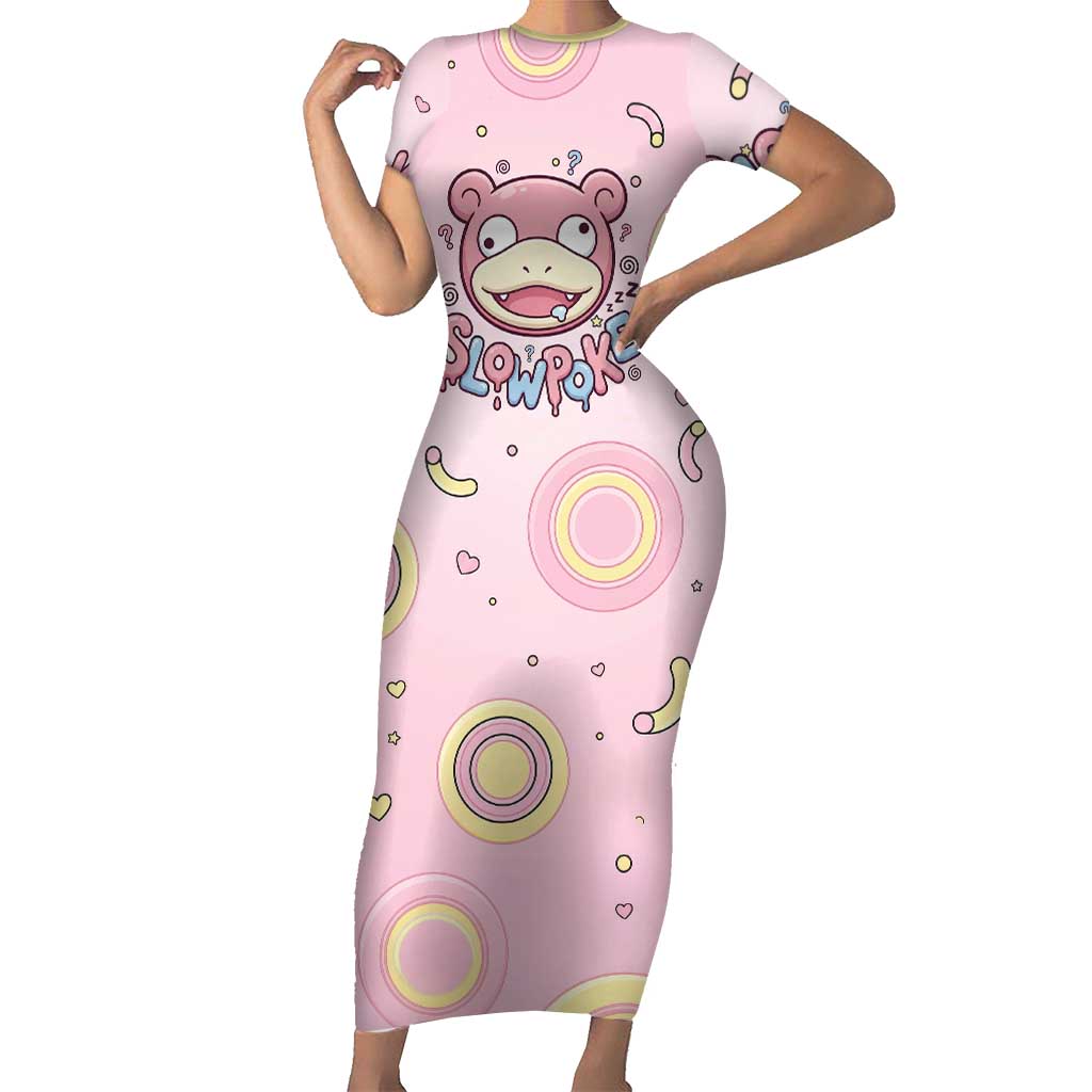Slowpoke Short Sleeve Bodycon Dress Sleepy Bubblegum Daydream Art